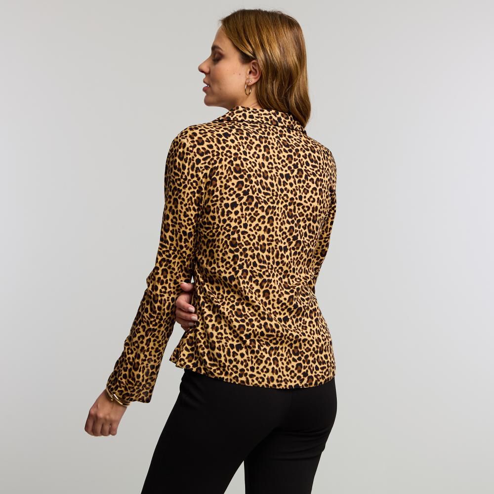 Blusa Con Lazos Manga Larga Cuello Camisero Mujer Kimera image number 3.0