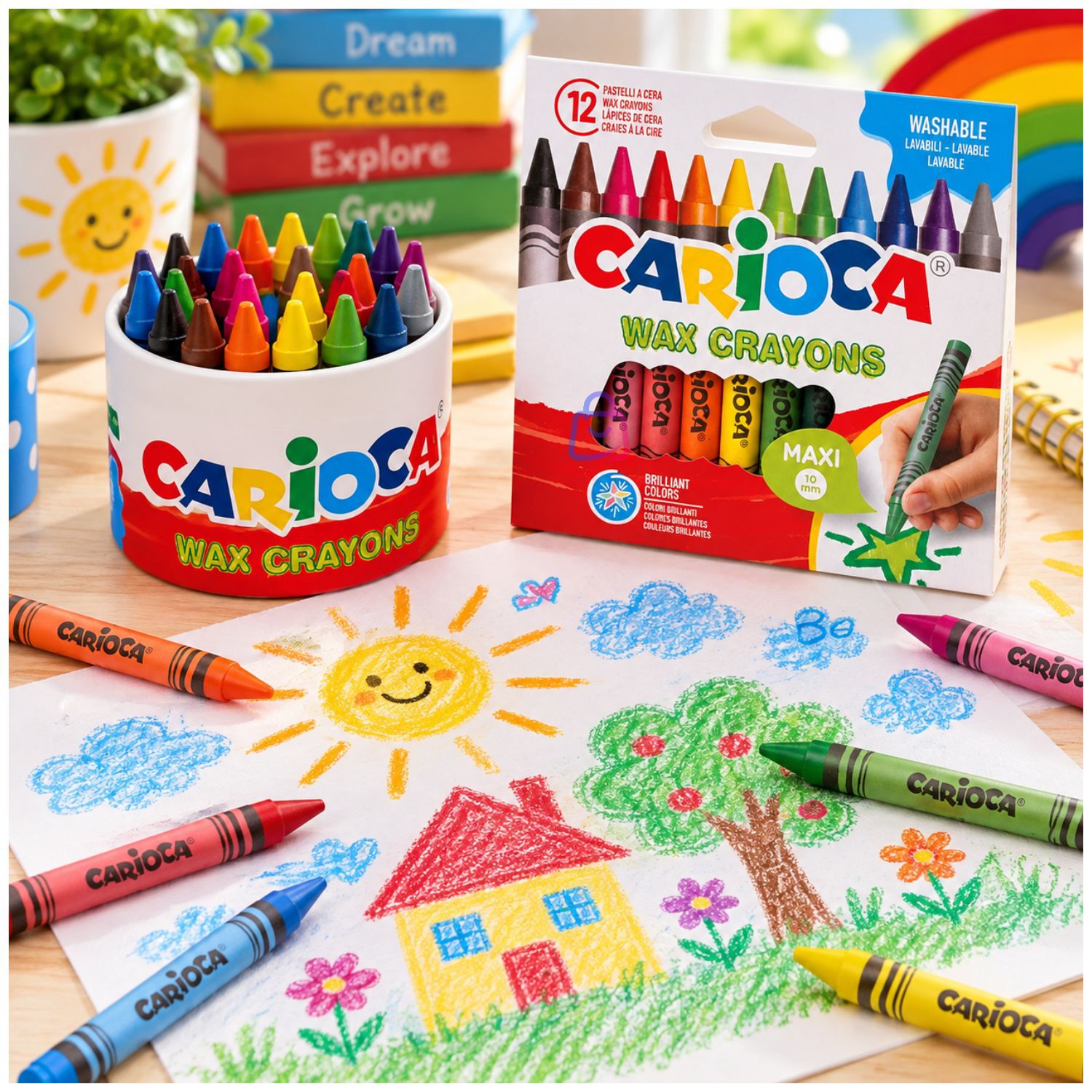 Crayones Jumbo Carioca 12 Colores Lavables Infantiles - Ps image number 2.0