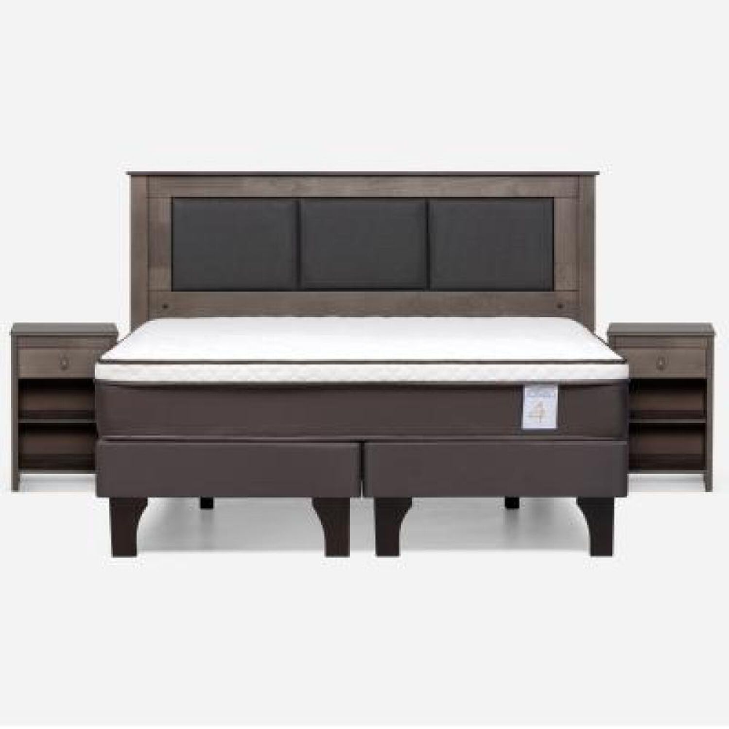 Cama Europea Rosen New Style 4 Plus / King / Base Dividida  + Set Maderas Rachel Gris image number 8.0