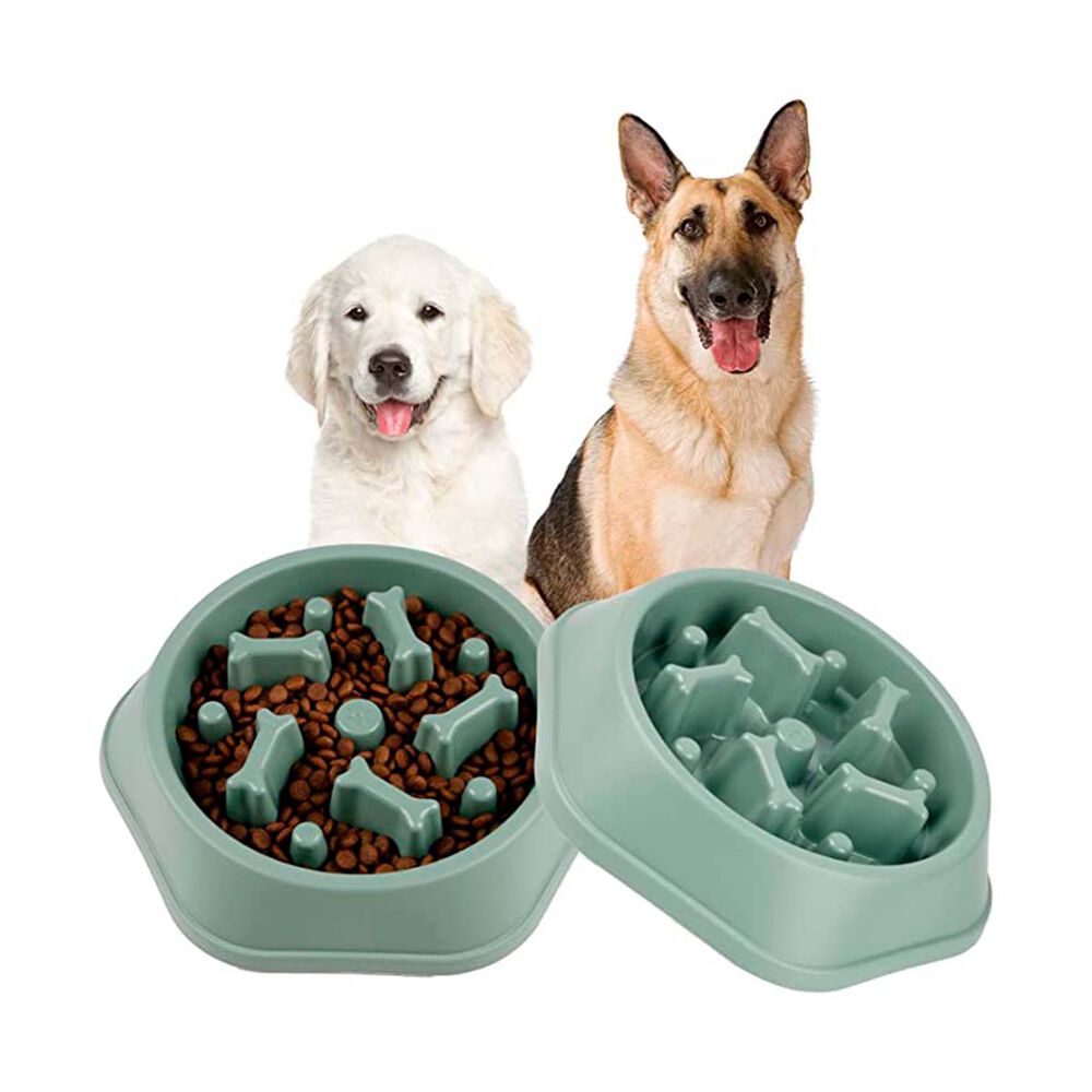 Plato De Comida Antiansiedad Mascotas Verde Huesitos Perros Y Gatos image number 6.0