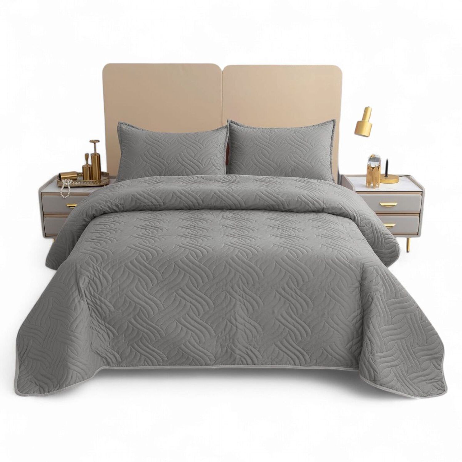 Quilt De Verano Para Cama Colcha King 250cm X 270cm Cubrecama Color Gris image number 0.0