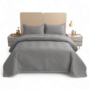 Quilt De Verano Para Cama Colcha King 250cm X 270cm Cubrecama Color Gris