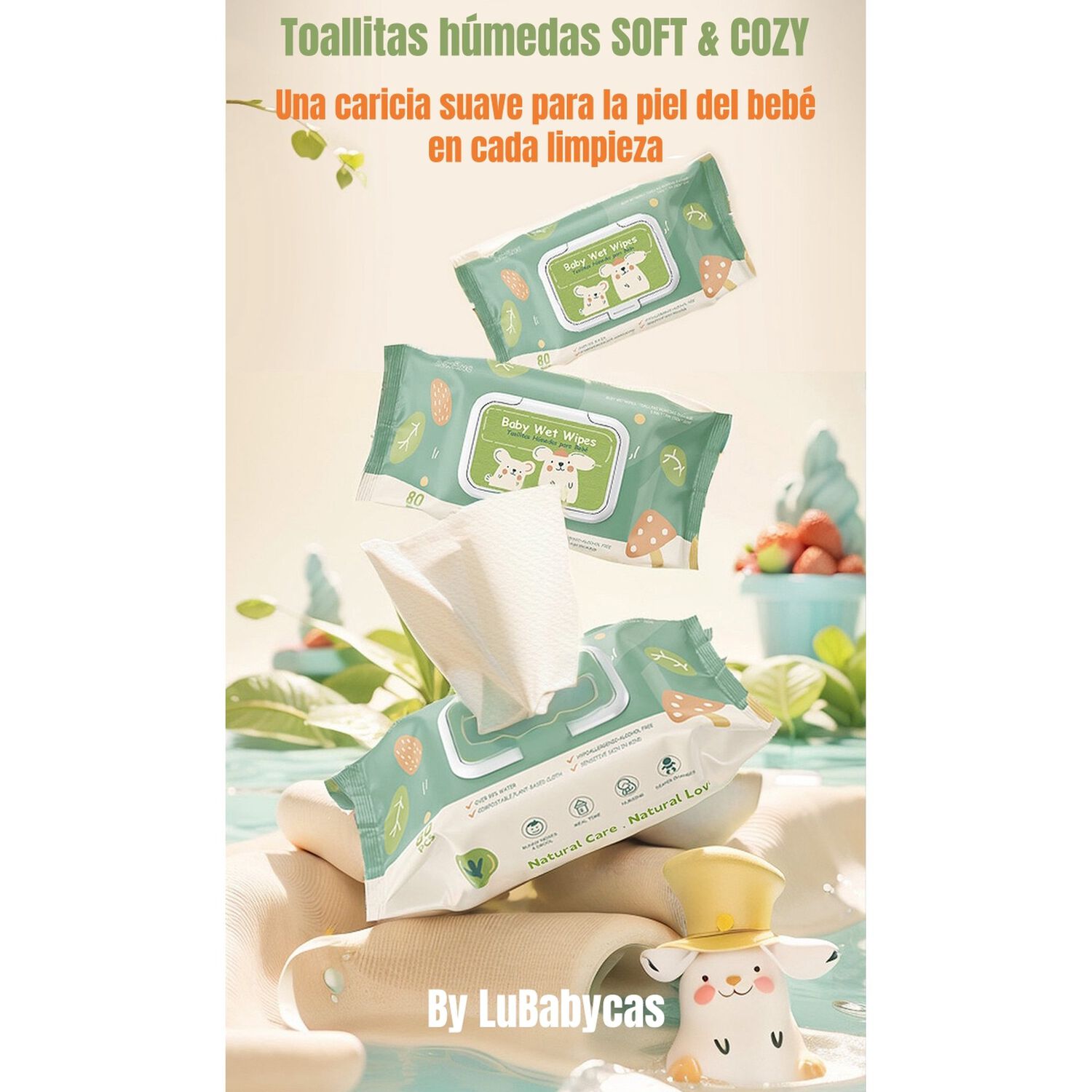 Toallitas H&uacute;medas Con Tapa Pack 12x80 Unidades Lubabycas image number 7.0