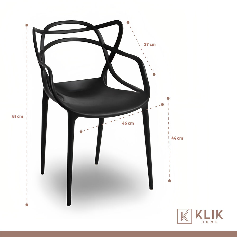 Comedor Terraza - 2 Sillas Master Negras Y Mesa Eames De Vidrio 80cm image number 5.0