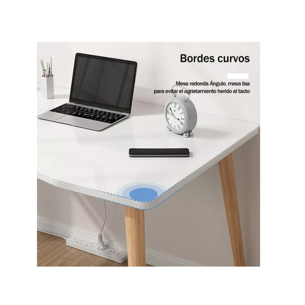 Mesa De Ordenador Diseño Curvo Para Hogar Oficina Madera image number 3.0