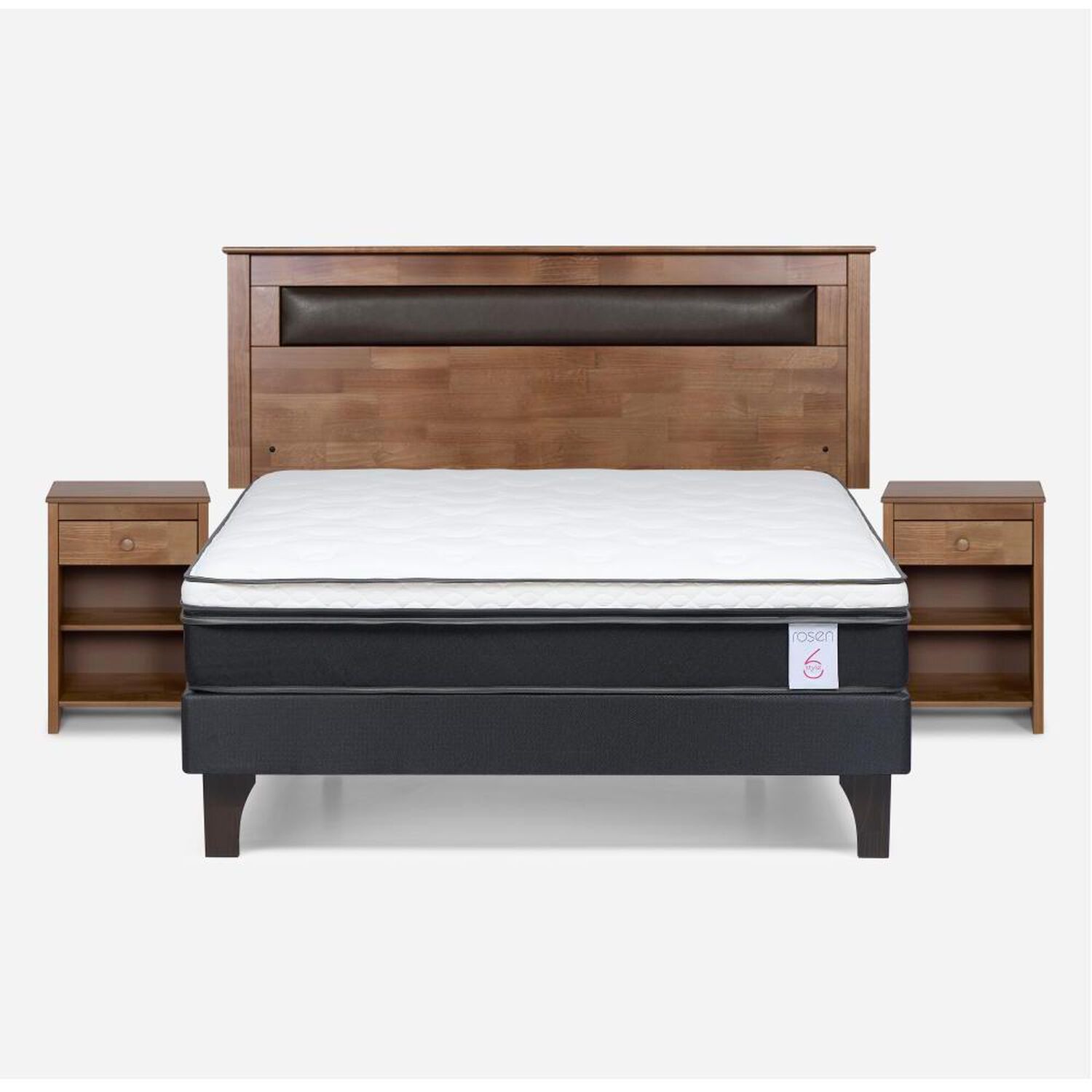 Cama Europea Rosen New Style 6 / 2 Plazas / Base Normal + Set De Maderas image number 0.0