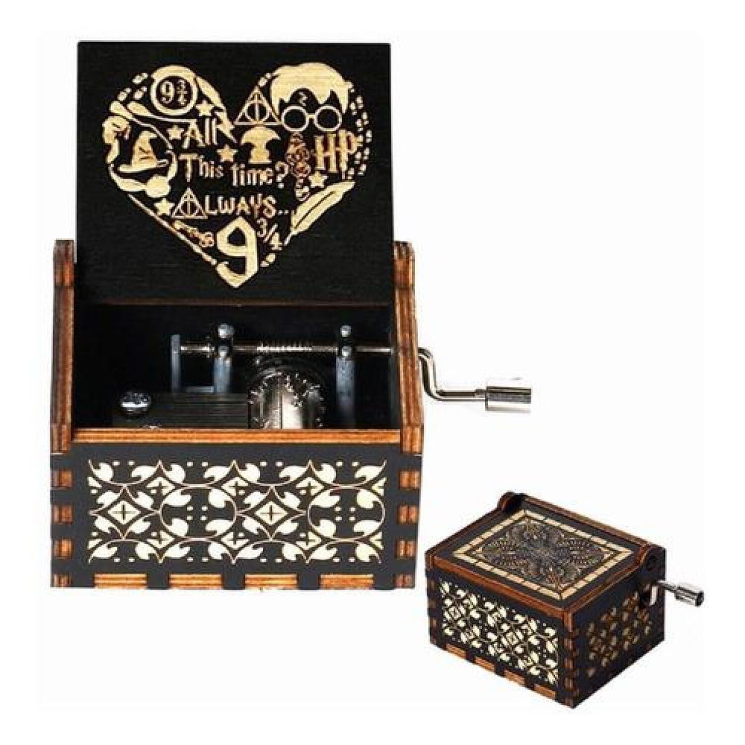 Caja Musical Black Negra Madera Coraz&oacute;n Hp Harry image number 0.0