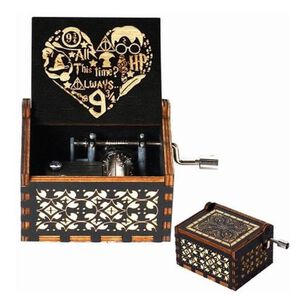 Caja Musical Black Negra Madera Coraz&oacute;n Hp Harry