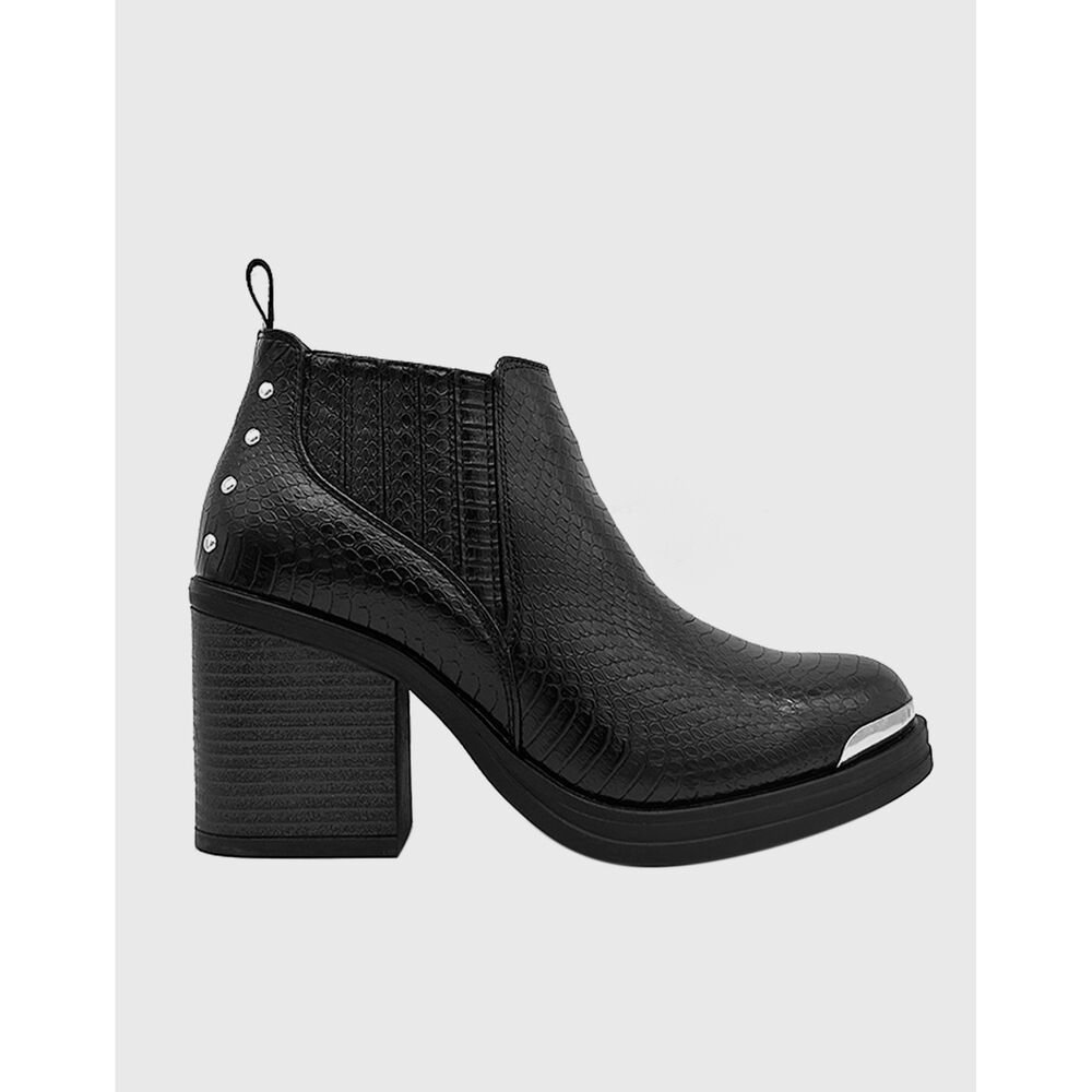 Botin Para Mujer Elasticado Con Taco Negro image number 3.0