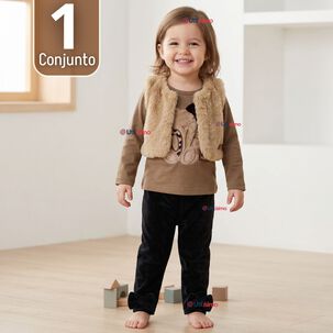 Conjunto Buzo Polera Chaleco 3 Piezas Beb&eacute; Ni&ntilde;a Tedmimak Beautiful Bear