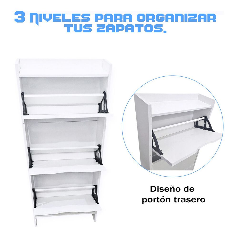 Zapatero Blanco Organizador 3 Niveles Diseño Compacto image number 2.0