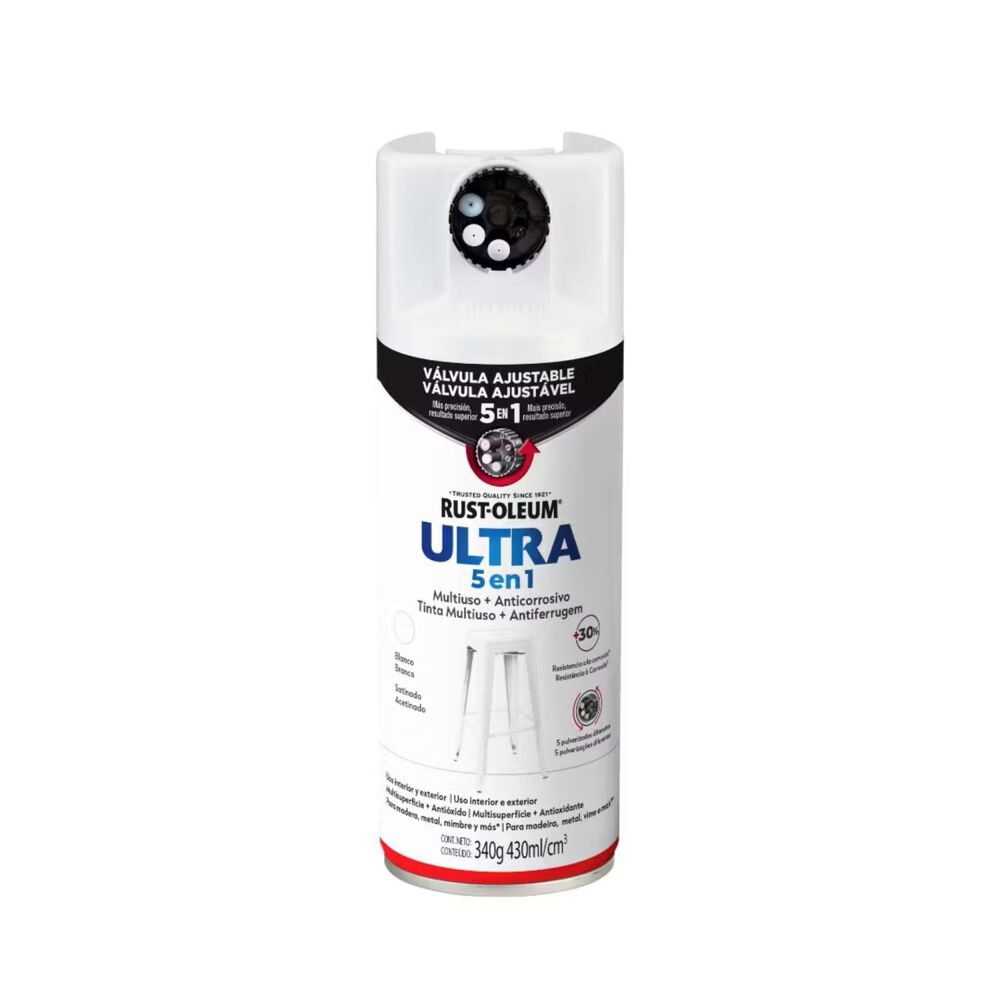 Pintura En Aerosol Ultra 5 En 1 340grs Blanco Satinado - Rust Oleum image number 0.0