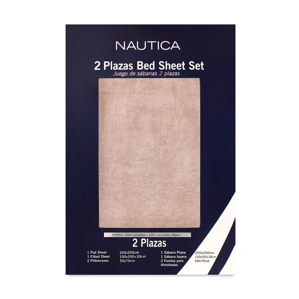 Juego De S&aacute;banas Nautica 4 Piezas Microfibra 2 Plazas Caf&eacute; Claro image number 3.0