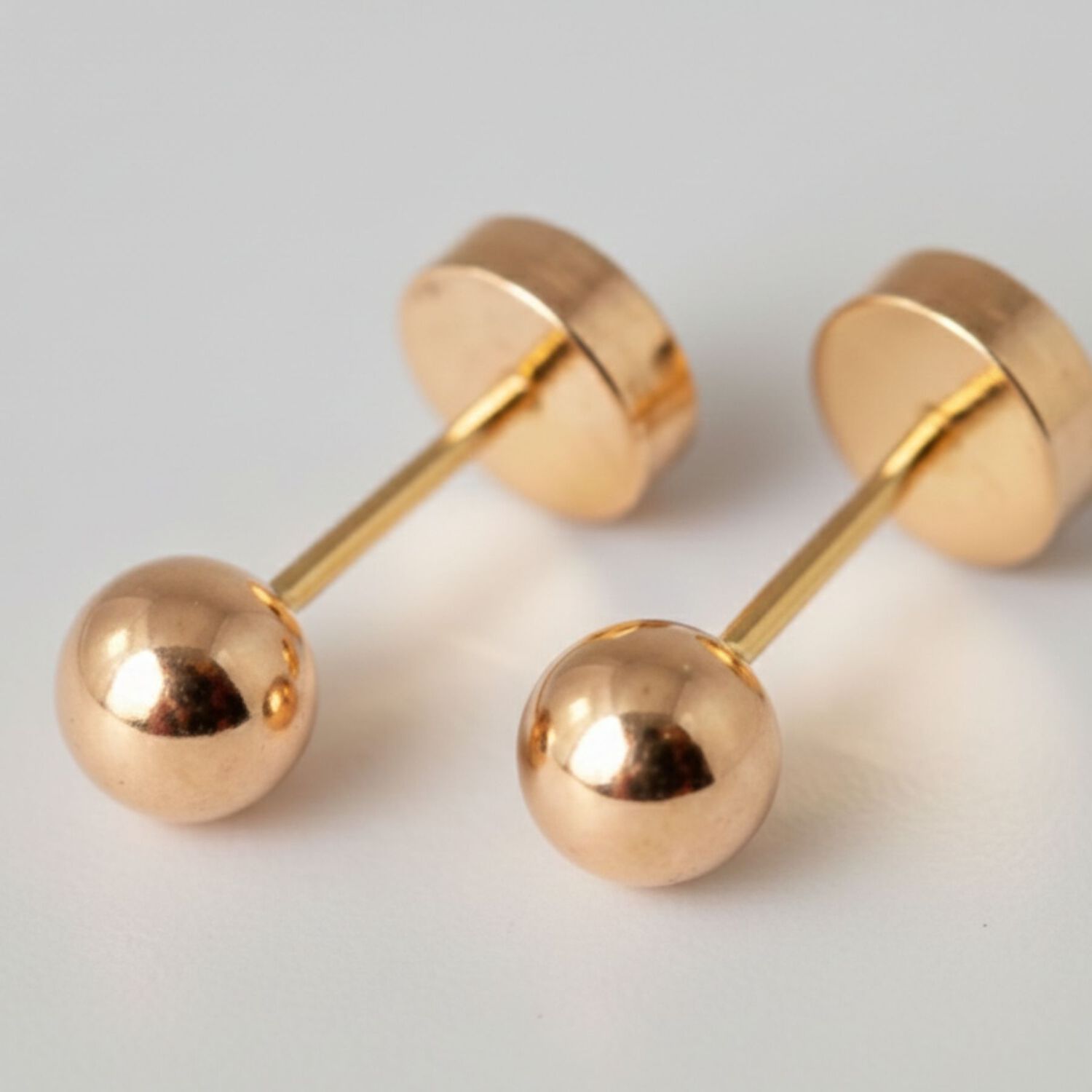 Aros Bolita Abridores 5mm N5 Oro 14k A Presi&oacute;n Beb&eacute; Ni&ntilde;a Hipoalerg&eacute;nicos image number 1.0