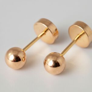 Aros Bolita Abridores 5mm N5 Oro 14k A Presi&oacute;n Beb&eacute; Ni&ntilde;a Hipoalerg&eacute;nicos
