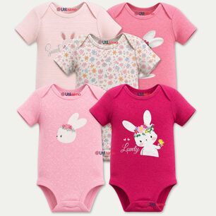 Pack 5 Bodys Manga Corta 100% Algod&oacute;n Tedmimak Ni&ntilde;a Bunny Blossom