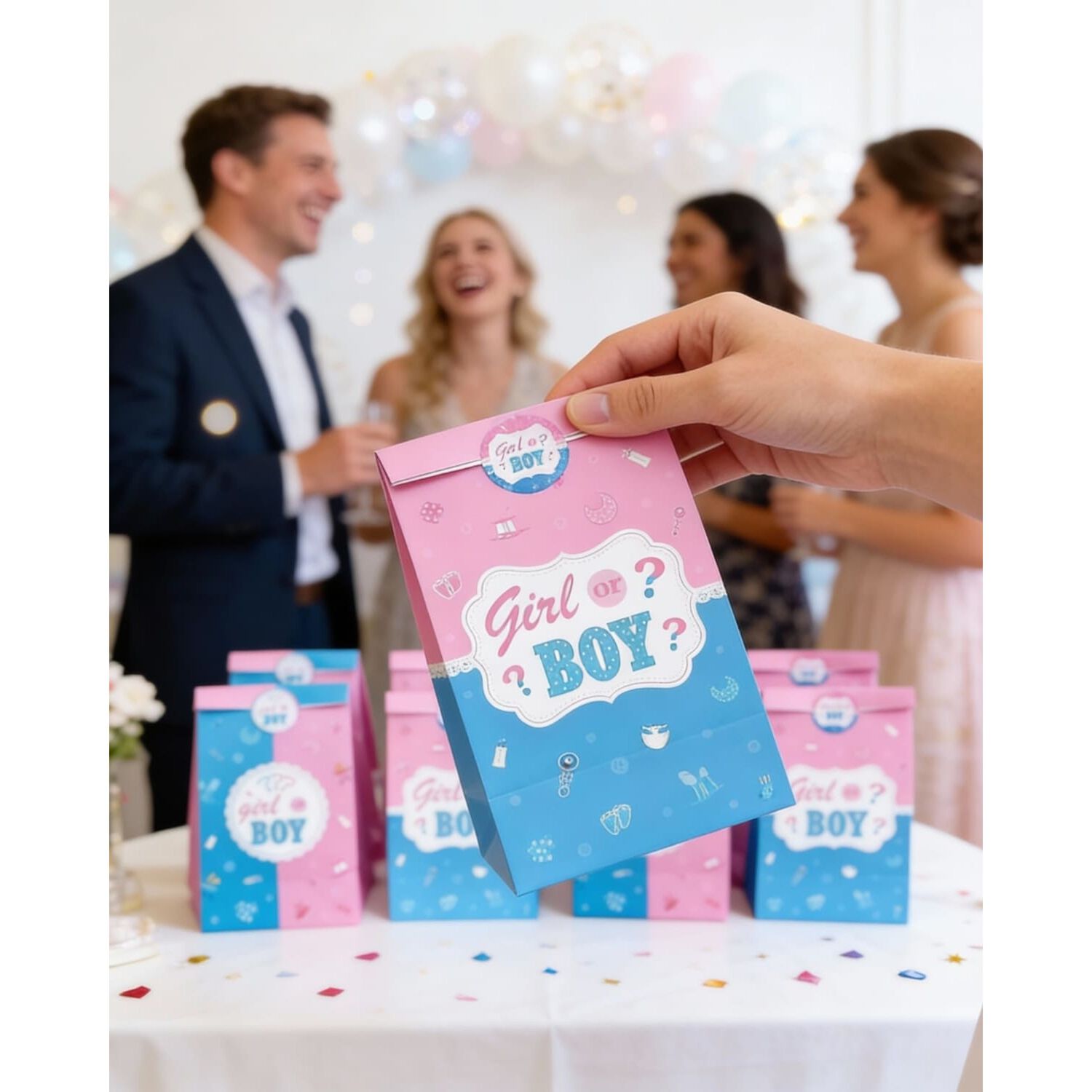 12 Bolsa De Revelacion De Genero Baby Shower Cotillon image number 7.0