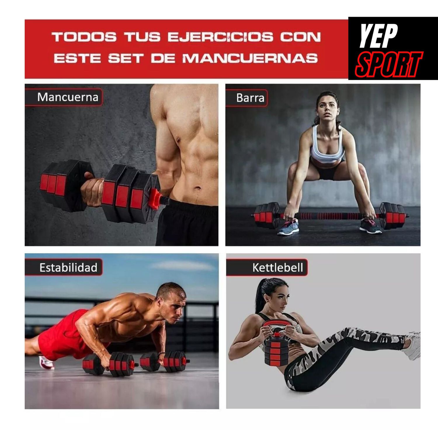 Set Mancuernas Barra Rusa Ajustables 20 Kg 3 En 1 image number 2.0