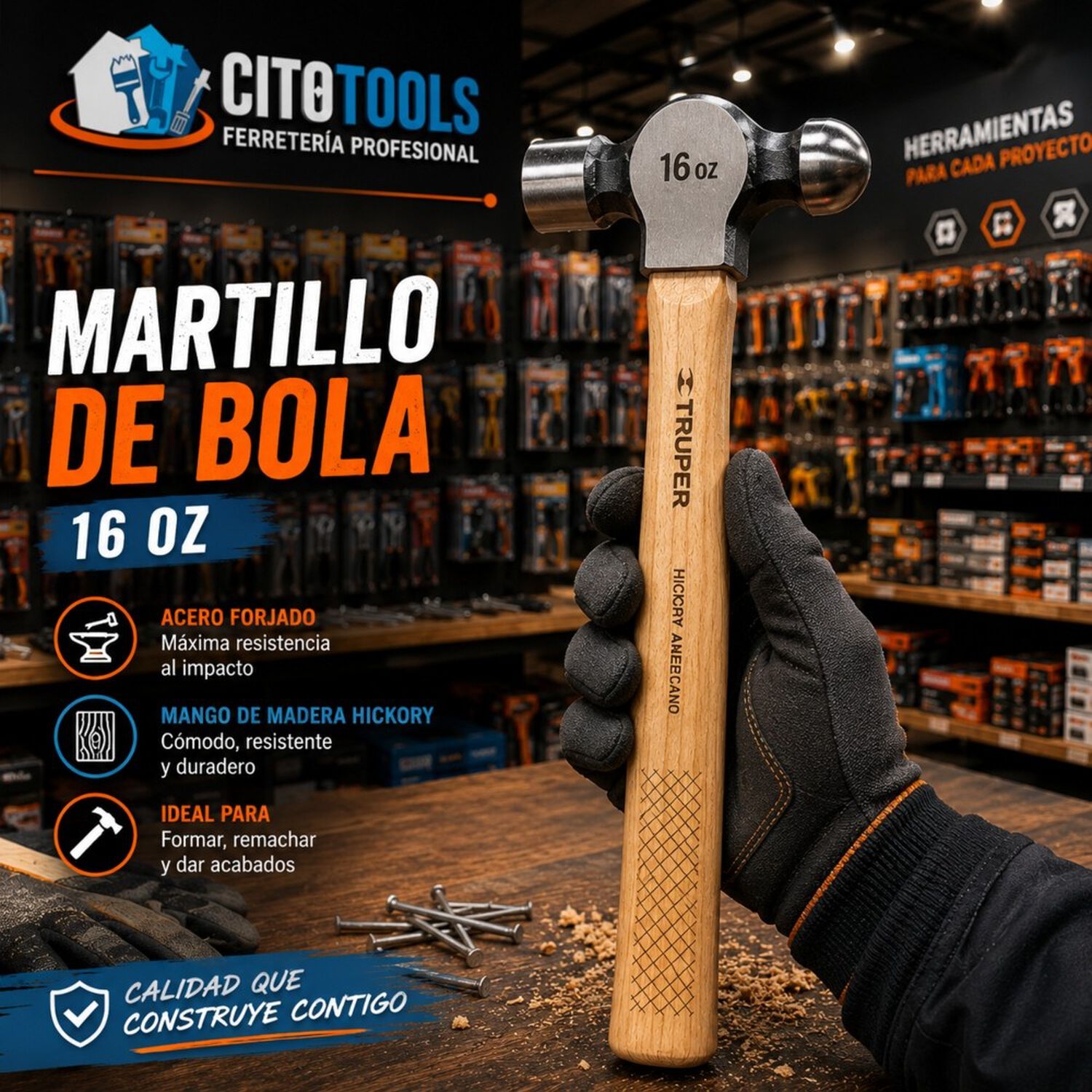 Martillo De Bola 16 Oz Truper Profesional image number 2.0