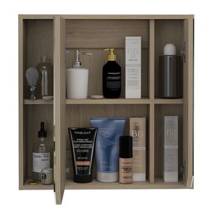 Botiquin De Baño 60x60x13,6 Cm Café Claro Con Espejo