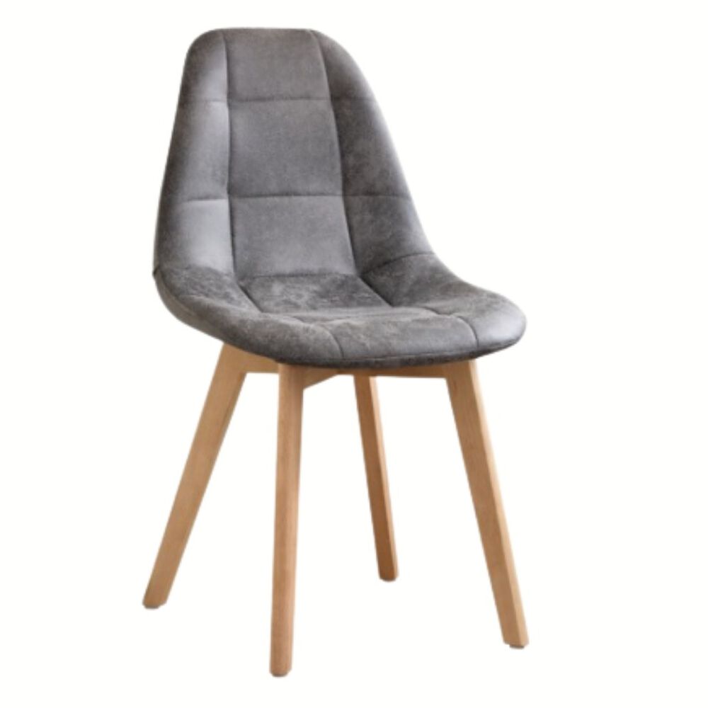 Comedor Warwick 120cm + 4 Sillas Capitonne Ecocuero Vintage Gris image number 3.0