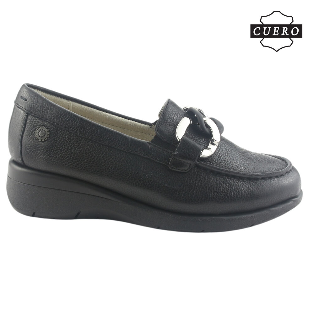 Mocasin De Cuero Chalada Mujer Cala-4 Negro Casual image number 1.0