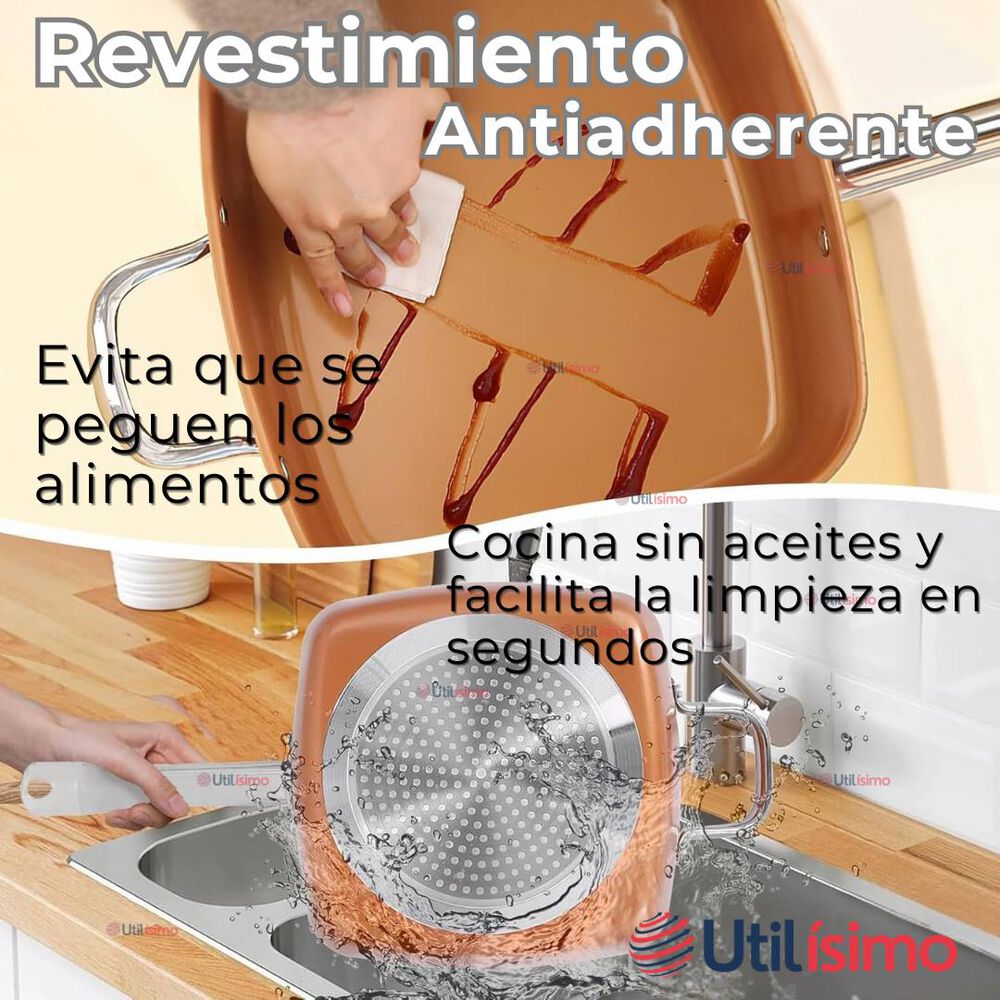 Sartén Antiadherente De Cobre Multiuso 3 En 1 Cesta Para Freír Vaporera image number 8.0