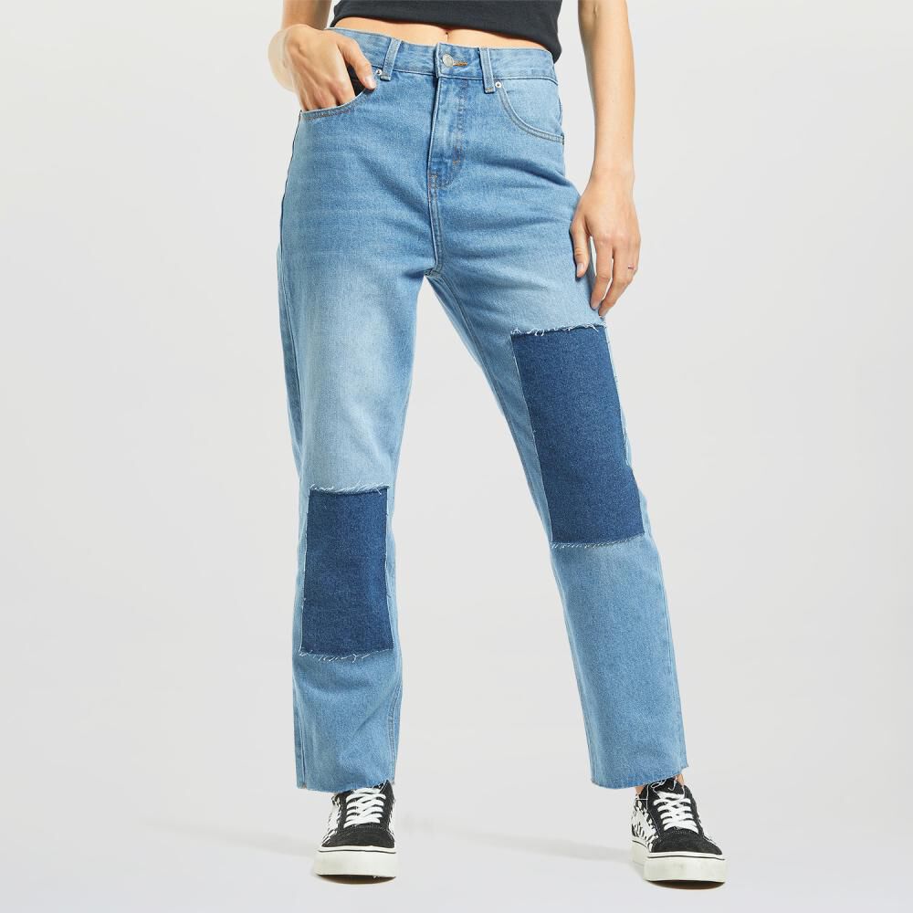 Jeans Detalle Parches Tiro Alto Mom Mujer Freedom