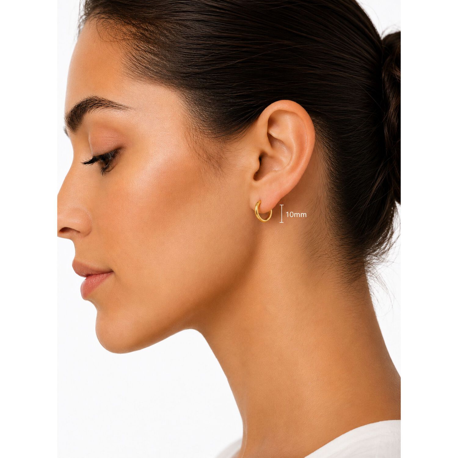Aros Argolla Tubo 10mm Oro 18k 1.40gr Cl&aacute;sicas Regalo Mujer Dorado image number 5.0
