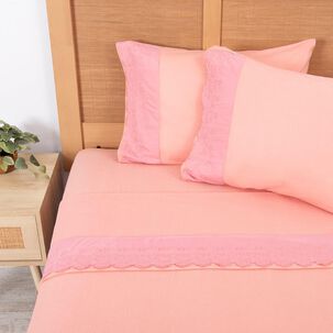 Sabana Polar Lisa Broderie King Rosado