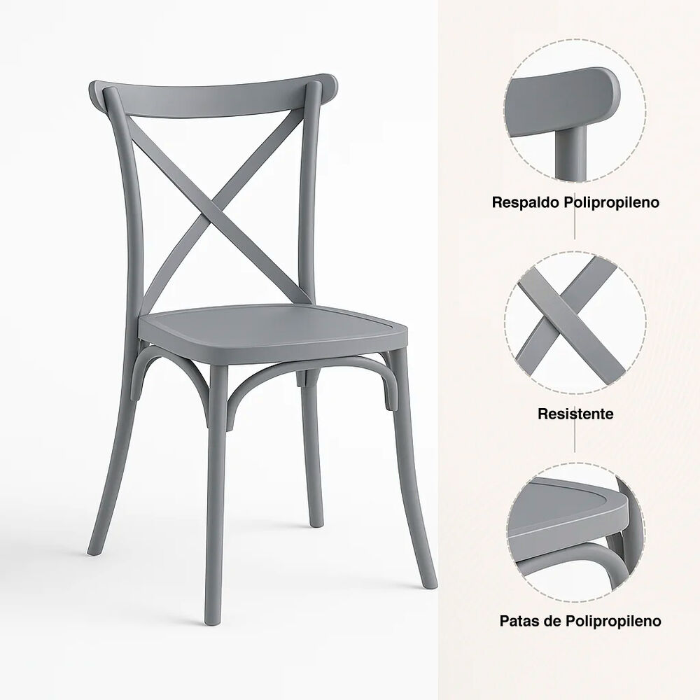 Silla Crossback Danubio De Terraza Exterior O Comedor - Gris image number 11.0