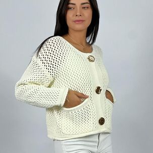 Sweater Lana Tejido Con Botones Grandes