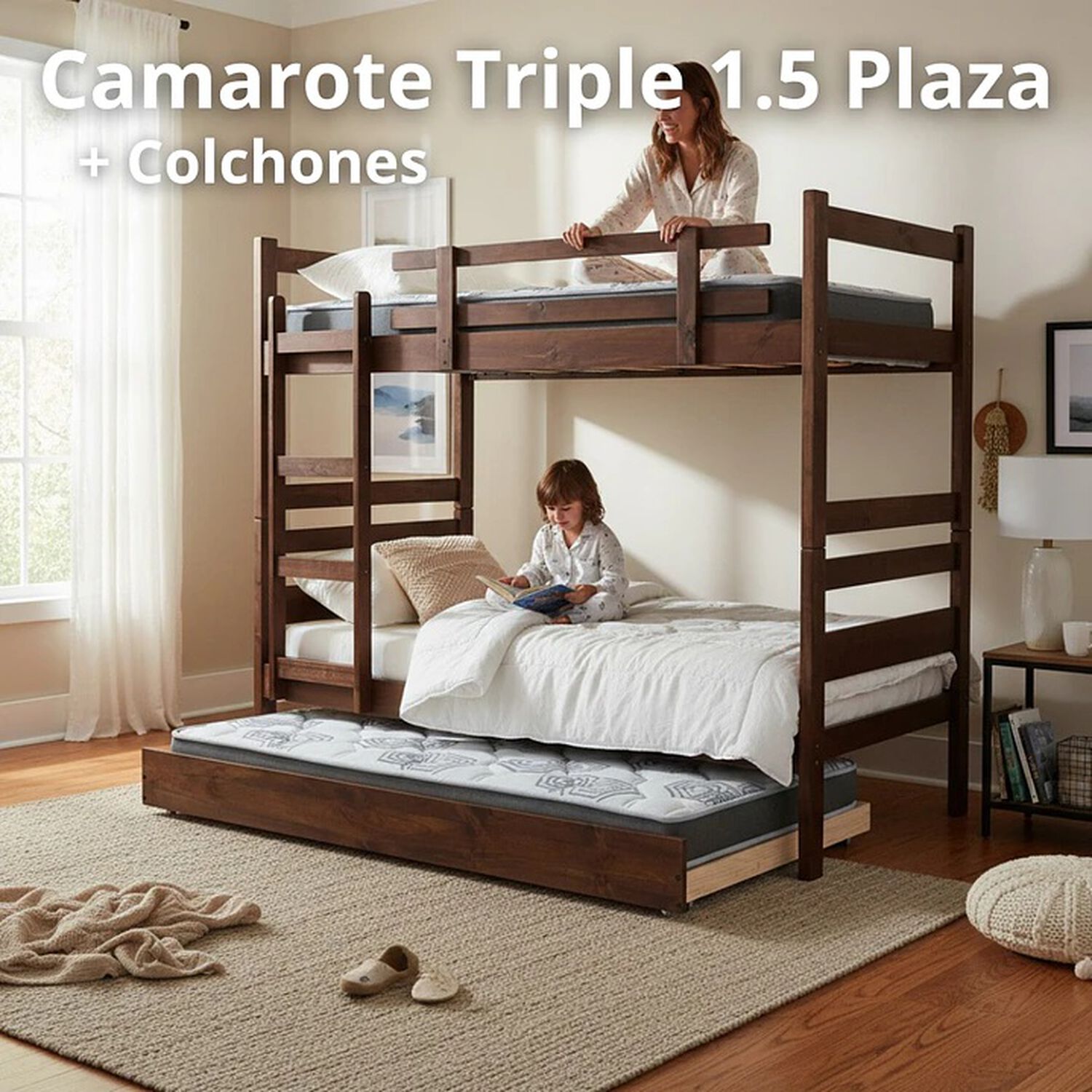 Camarote Desmontable Triple L210 Cm /colchones Ideal 1.5 Plaza image number 0.0