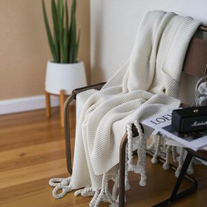 Manta Encaje De Lana Gruesa Tejida A Mano Premium 150x230cm Crema