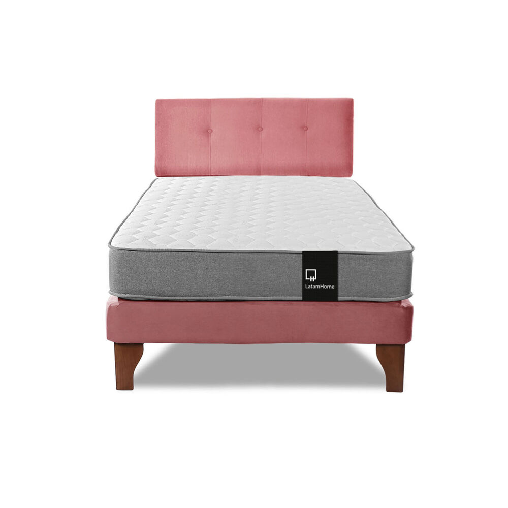 Cama Europea Zen Best 1.5 Plaza Tela Velvet Palo Rosa + Respaldo image number 2.0