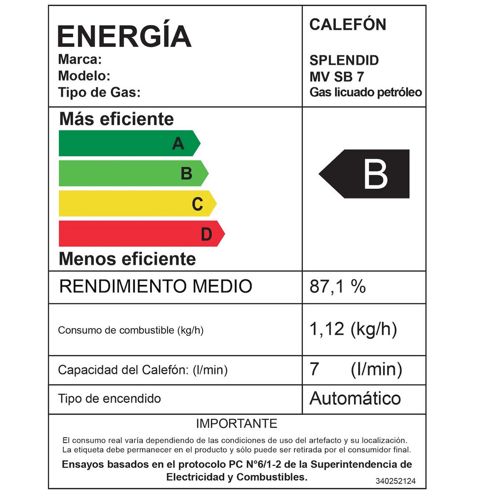 Calefont 7 Litros Gas Licuado Tiro Natural Splendid image number 9.0