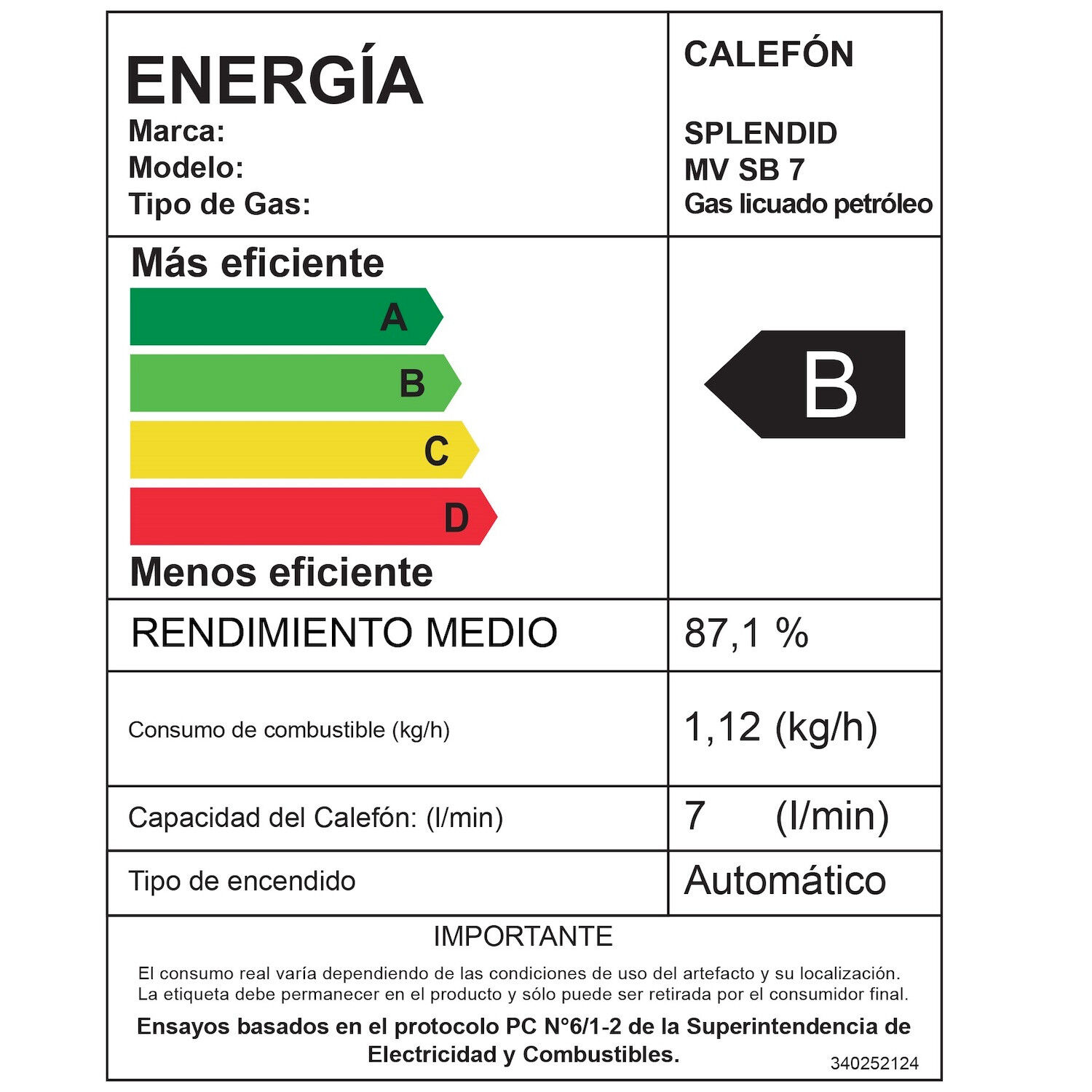 Calefont 7 Litros Gas Licuado Tiro Natural Splendid image number 9.0