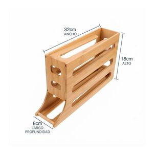 Porta Huevos Bamb&uacute; 3 Niveles Dispensador Autom&aacute;tico Cocina