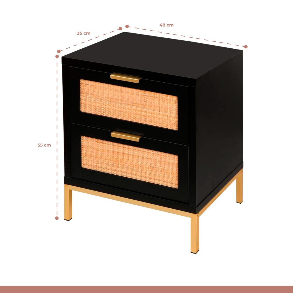 Pack De 2 Veladores Rattan Dark Dos Cajones image number 3.0