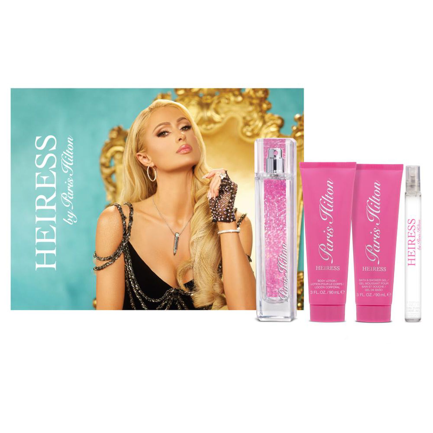 Set De Perfumer&iacute;a Heiress Paris Hilton / 100 Ml / Eau De Parfum + Body Lotion + Shower Gel + Miniatura image number 0.0