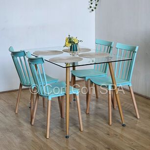 Comedor Vidrio Templado 120x80cms + 4 Sillas Windsor