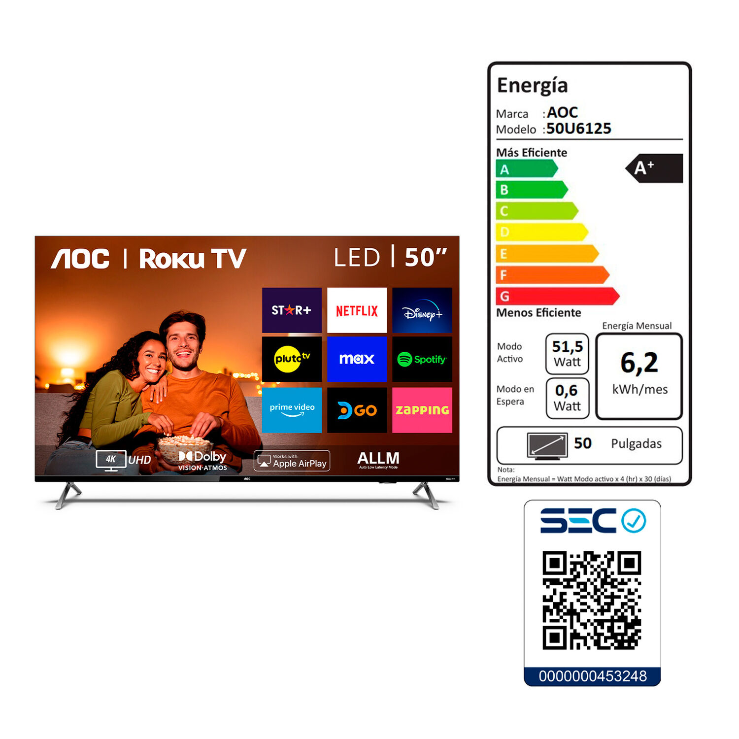 Led 50" AOC 50U6125 / Ultra HD 4K / Smart TV image number 7.0