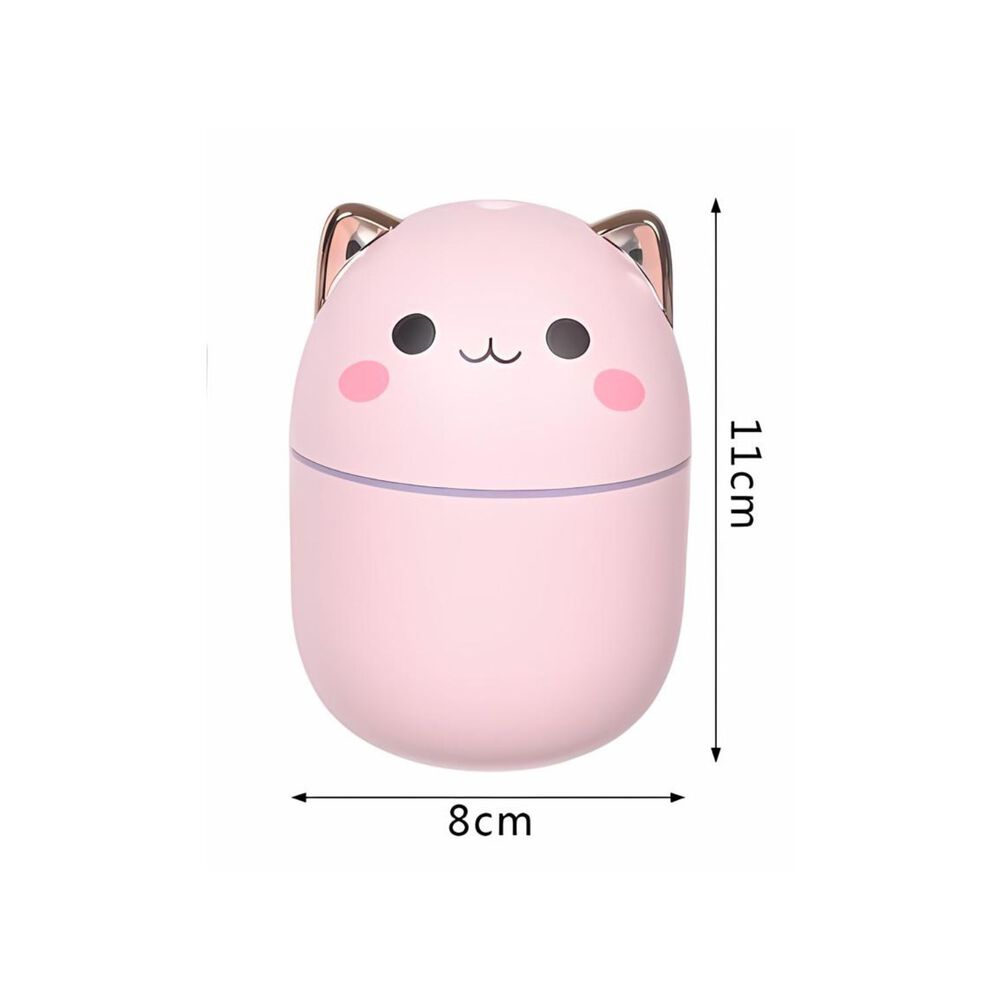 Humidificador Diseño De Gato Color Rosa Luz Led Hogar image number 3.0