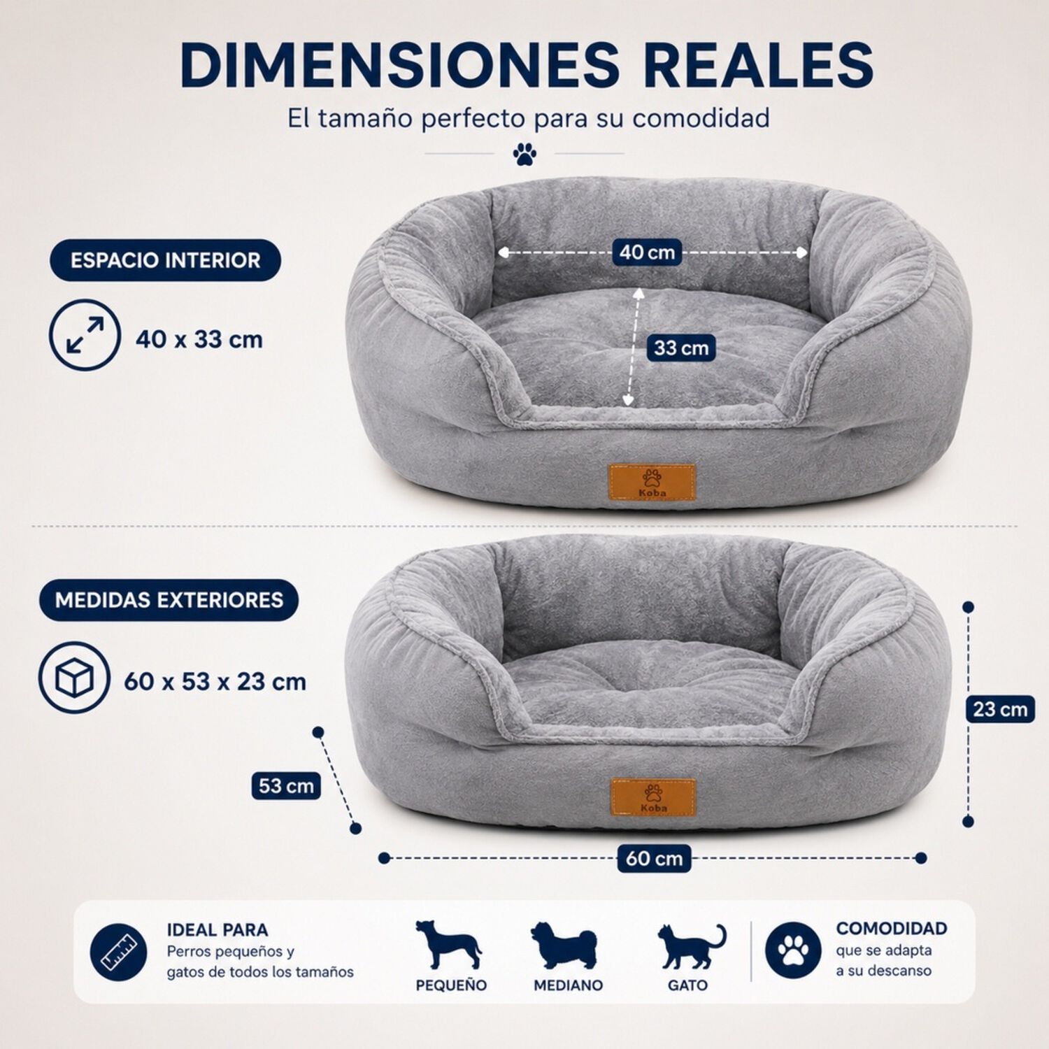 Cama Nido Para Perro Gato Acolchada Reversible 60x53 Cm image number 6.0