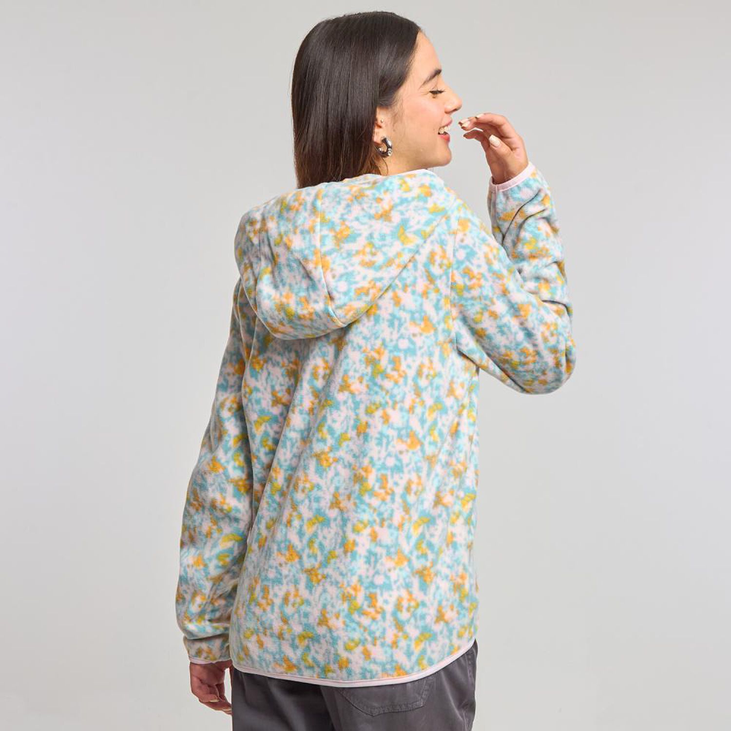 Poler&oacute;n Polar Full Print Cuello Alto Con Capucha Mujer Freedom image number 3.0