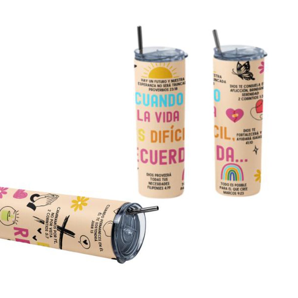 Termo Botella Térmica Cristiano Con Versículos Bíblicos Evangélico image number 1.0