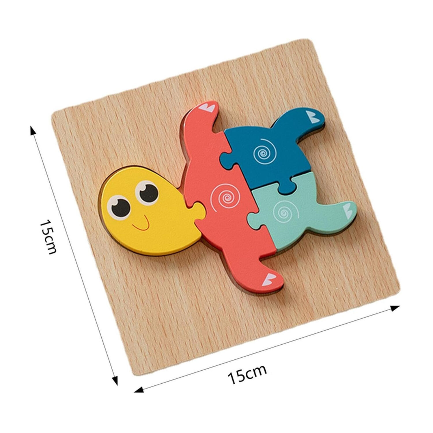 Puzzle Rompecabeza De Madera Encaje Didactico 15x15cm Ni&ntilde;os Tortuga image number 1.0