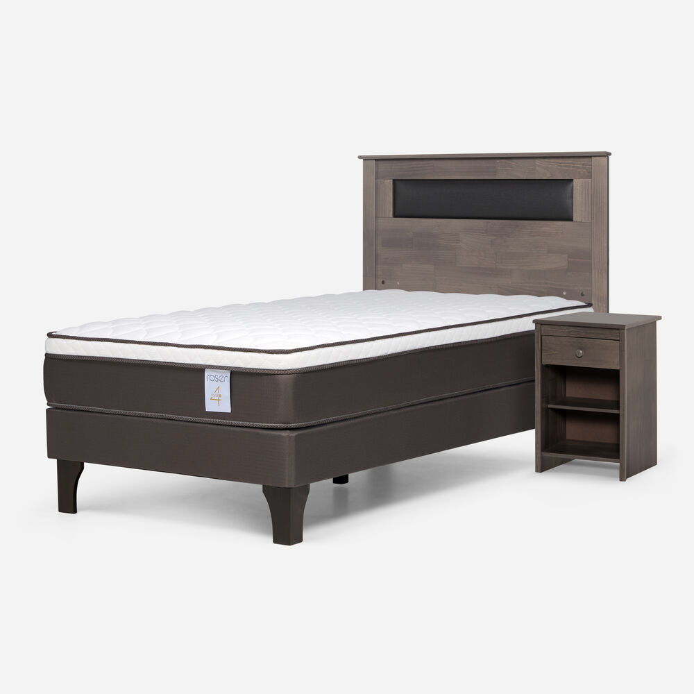 Cama Europea Rosen New Style 4 Plus / 1.5 Plazas / Base Normal  + Set Maderas Ferrara Gris image number 1.0