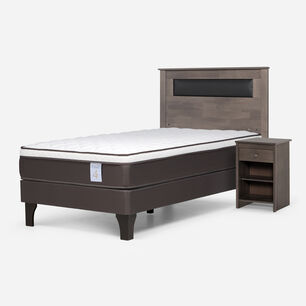 Cama Europea Rosen New Style 4 Plus / 1.5 Plazas / Base Normal  + Set Maderas Ferrara Gris