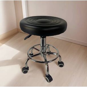 Silla Taburete Giratorio 5 Ruedas Reposa Pies Negro